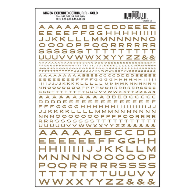 Woodland Scenics Woodland Scenics 736 Ext. RR Gothic Letters / Gold