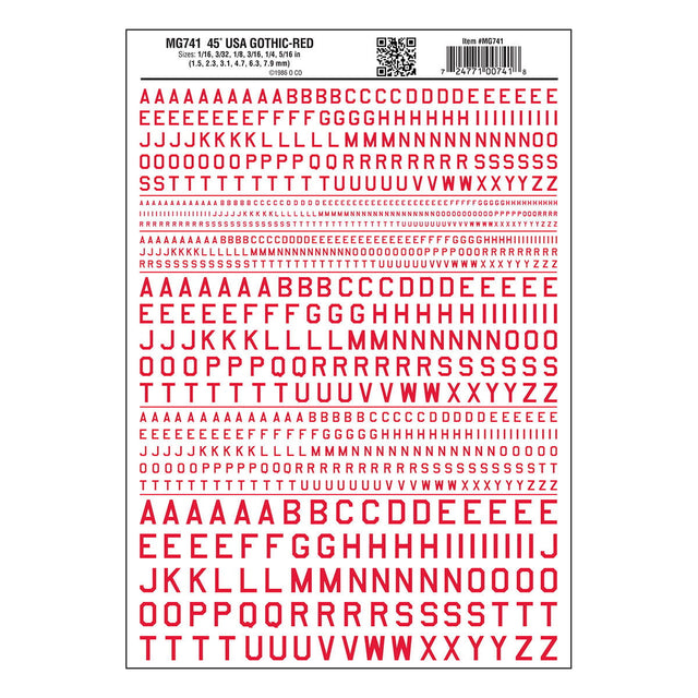 Woodland Scenics Woodland Scenics 741 USA Gothic Letters / Red