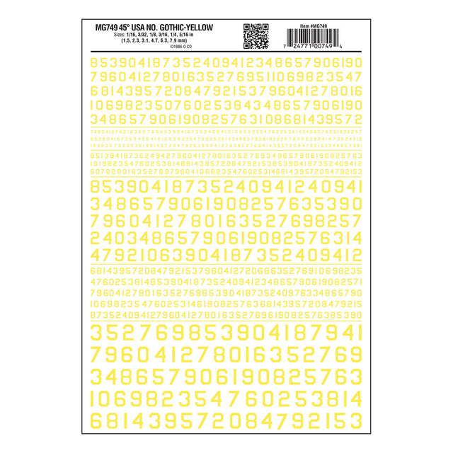 Woodland Scenics Woodland Scenics 749 USA Gothic Numbers / Yellow