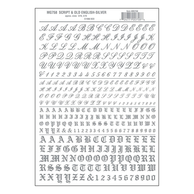 Woodland Scenics Woodland Scenics 758 Old English Letters / Silver