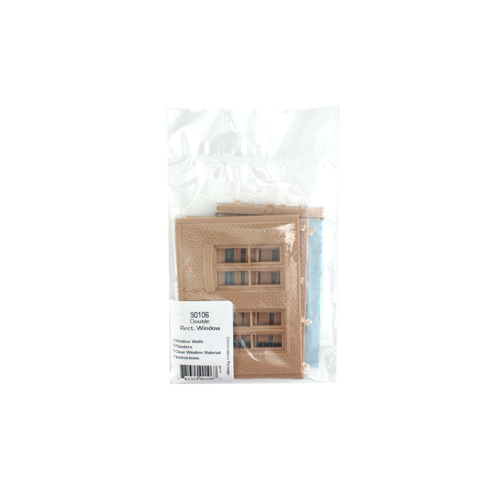 Woodland Scenics Woodland Scenics 90106 O Scale Double Rectagular Window Wall DPM Kit