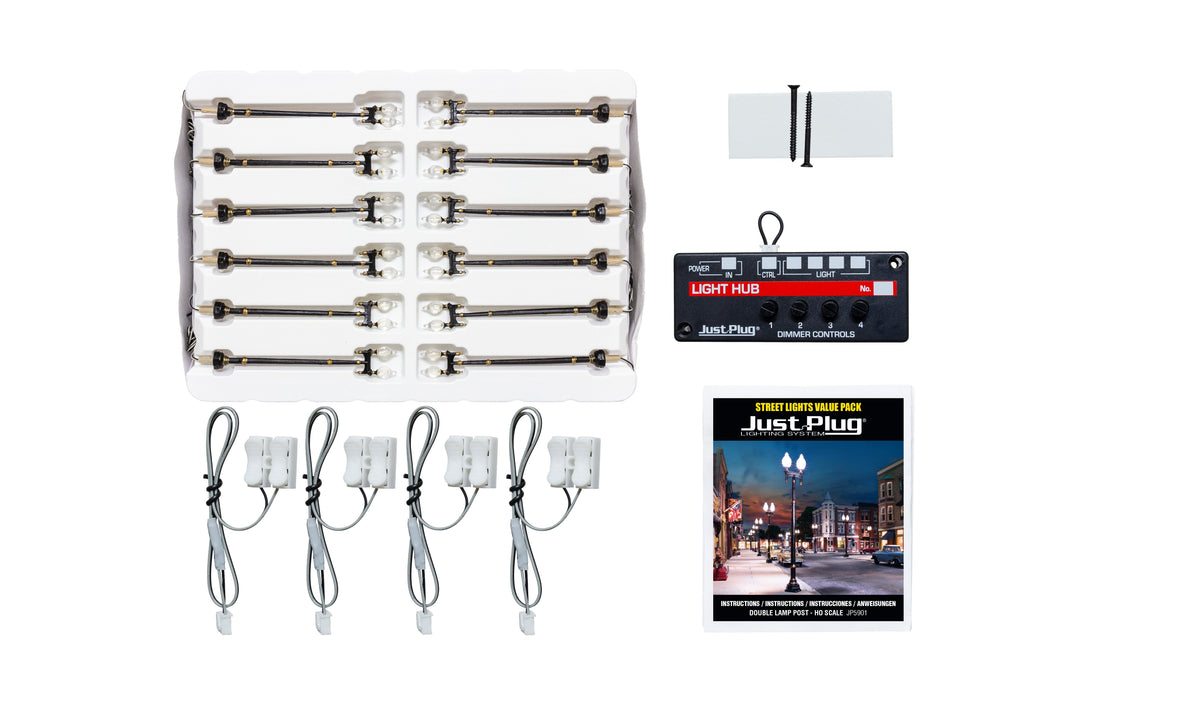 Woodland Scenics Woodland Scenics HO Scale Just Plug Double Lamp Post Value Pack