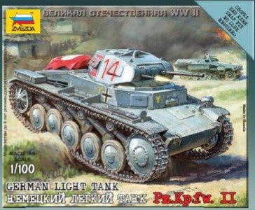 Zvezda MILITARY MODEL Zvezda 1/100 German PzKpfw II Light Tank Snap Kit