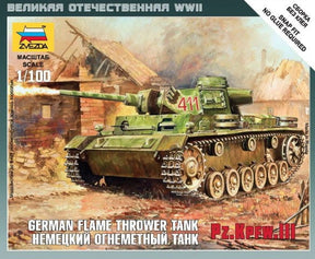 Zvezda MILITARY MODEL Zvezda 1/100 PzKpfw III Flamethrower Tank Snap Kit