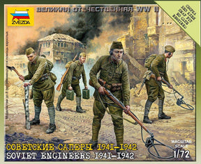 Zvezda MILITARY MODEL Zvezda 1/72 Soviet Engineers 1941-42 (4) Snap Kit