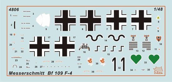 Zvezda MODEL AIRPLANES Zvezda 1/48 Bf109F4 Fighter Kit